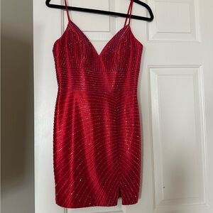 Red Mini Sparkly Prom Dress